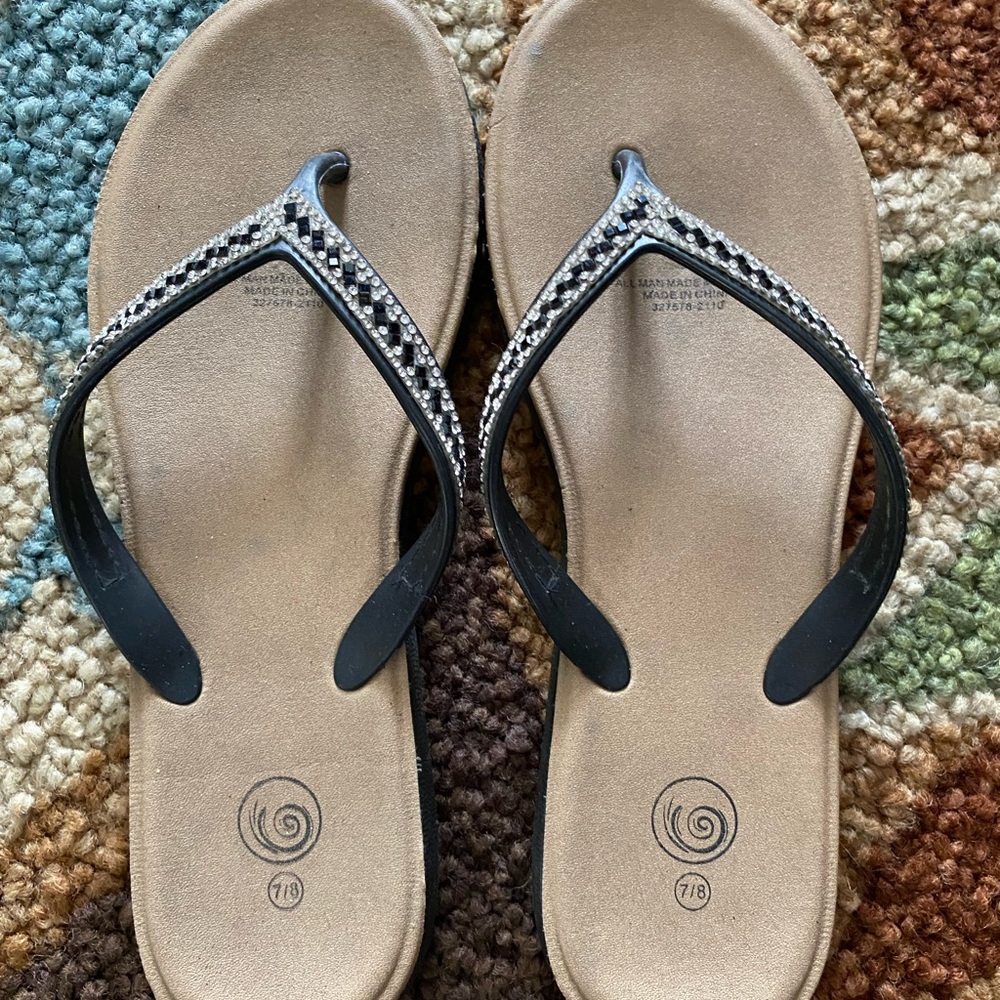 Elegant Black Rhinestone Sandals